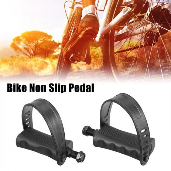 1 Pair Exercise Bike Pedals with Straps 9/16 Inch Spindle Cycling Parts Black