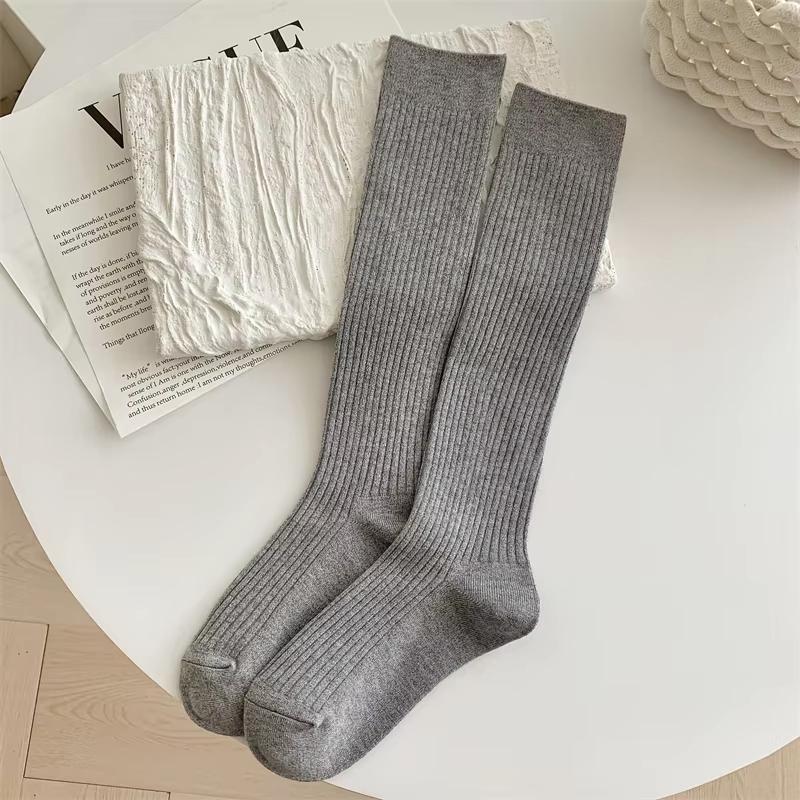 Retro Damenstrümpfe Neue Mode Herbst Lässig Einfarbig Japanischer Stil Warme Socken für Frau Weiche Winter Kniestrümpfe Lang