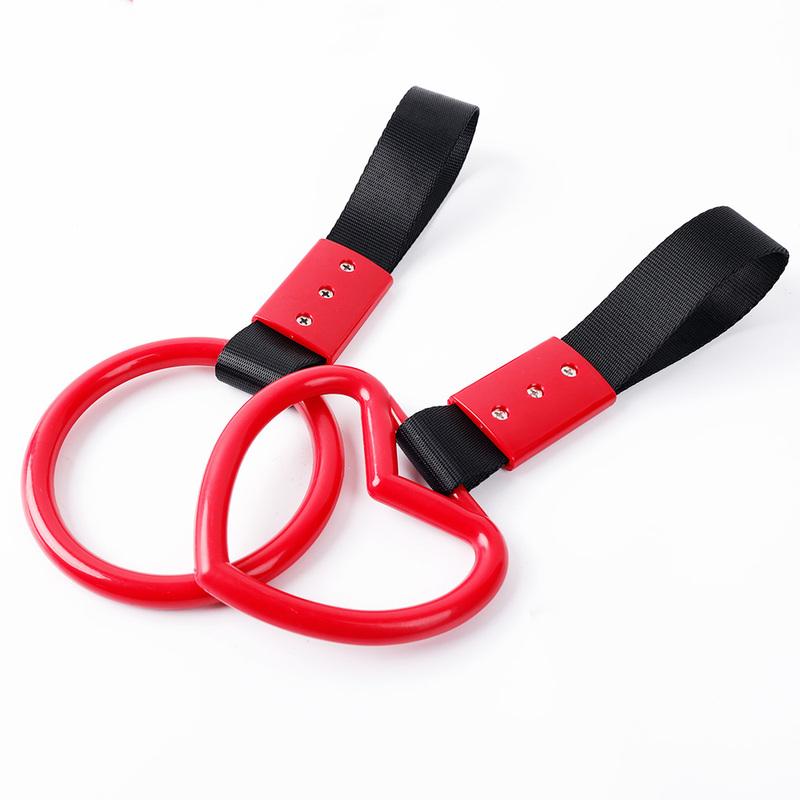 Car Rear Bumper Pull Ring JDM Train Bus Handle Hand Strap Drift Auto Accessories Car Styling Round Ring Heart Warning Loop