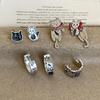 Asymmetrical Graffiti Kitten Stud Earrings for Women - Cute, Elegant, and Versatile Fashion Jewelry.