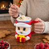 Holiday Stocking Stuffer Santa Claus Ice Cream Pint Sleeve with Handle & Spoon Slot 3D Reusable Container Cartoon Insulated Holder for Freezing