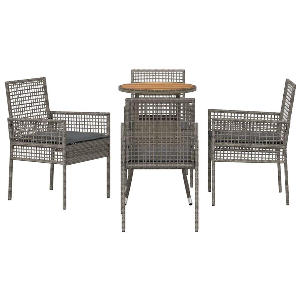 Garden Dining Set 5 pcs Gray Poly Rattan