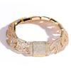 BES 17mm Hip Hop Mode Kubanische Kette Armband mit Zirkonia 18 Karat Vergoldetes Messing für Jubiläumsfeiern