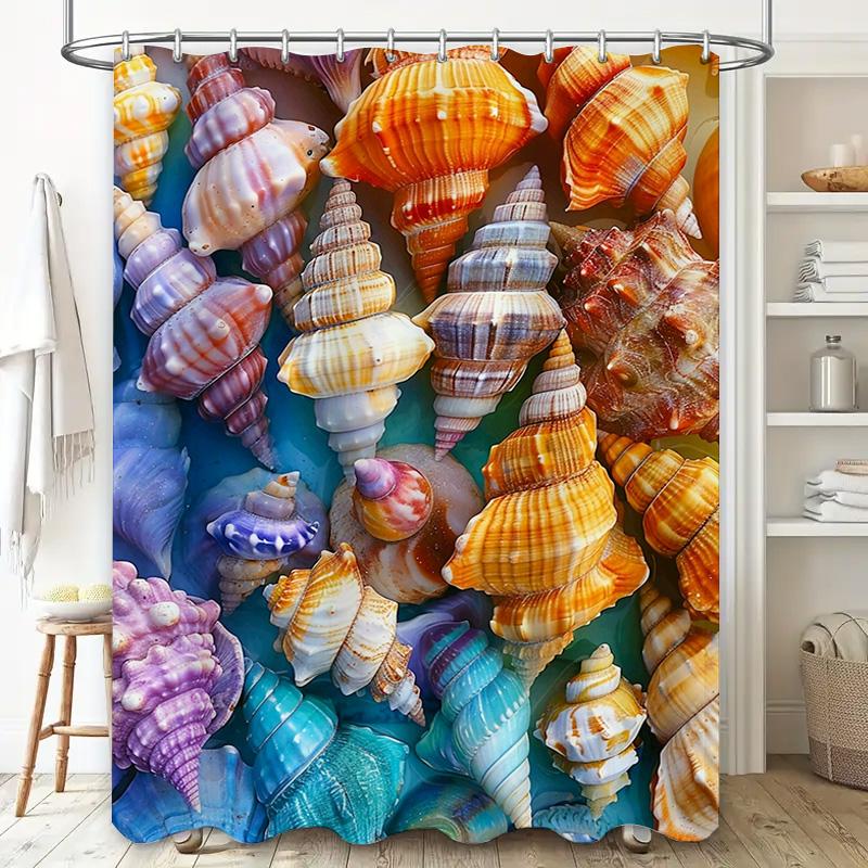 Beach Vibes Shower CurtainVibrant Seashell Print for Your Bathroom Decor