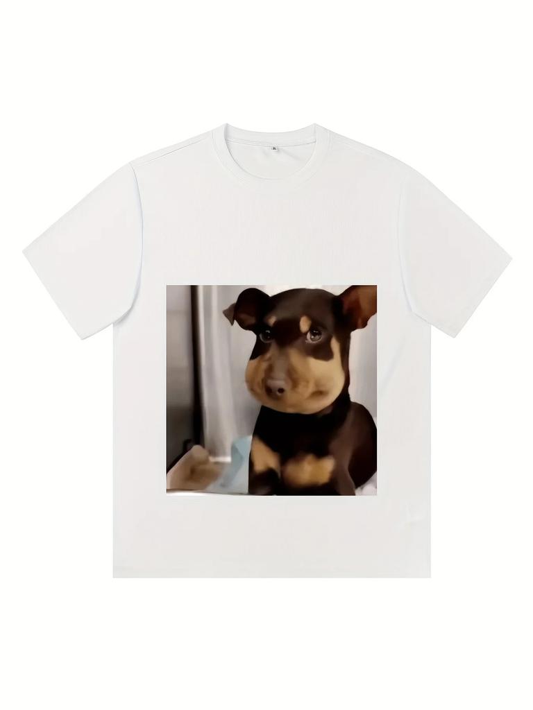Rolig Hund Stungen Av Ett Bi Tryck T-shirt, T-shirts För Män, Avslappnad Kortärmad T-shirt För Sommaren