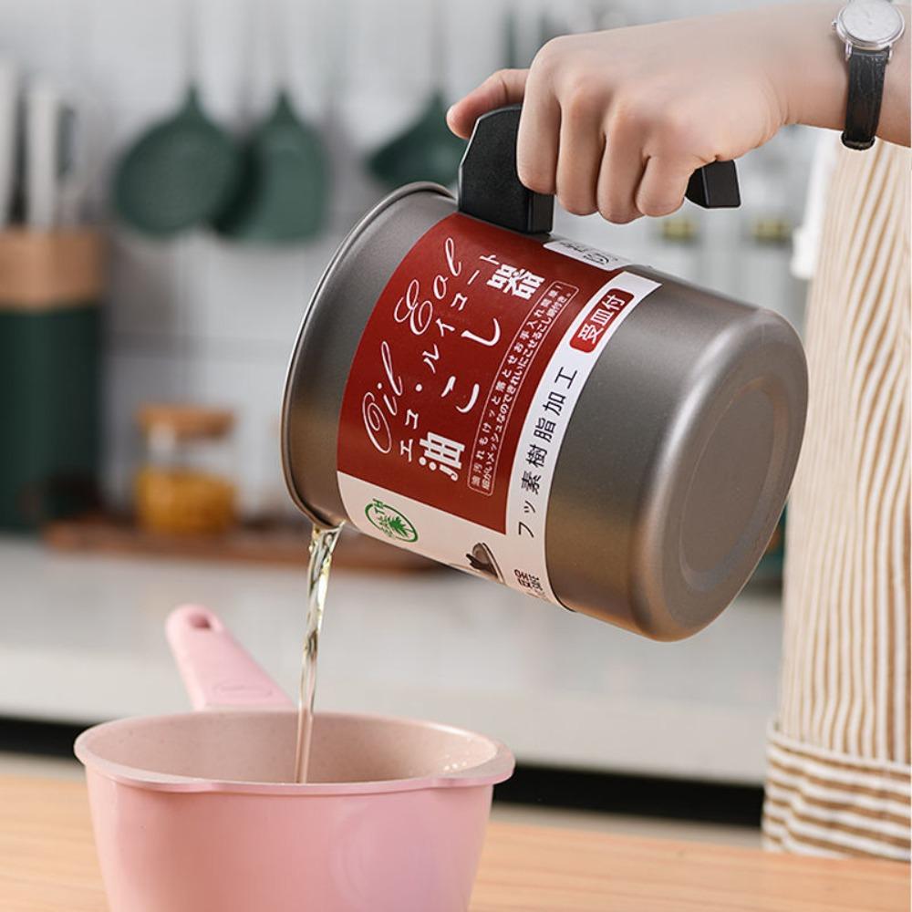 Japanese Style Storage Oil Tank Stainless Steel Grease Container Grease Keeper Lard Can  Household