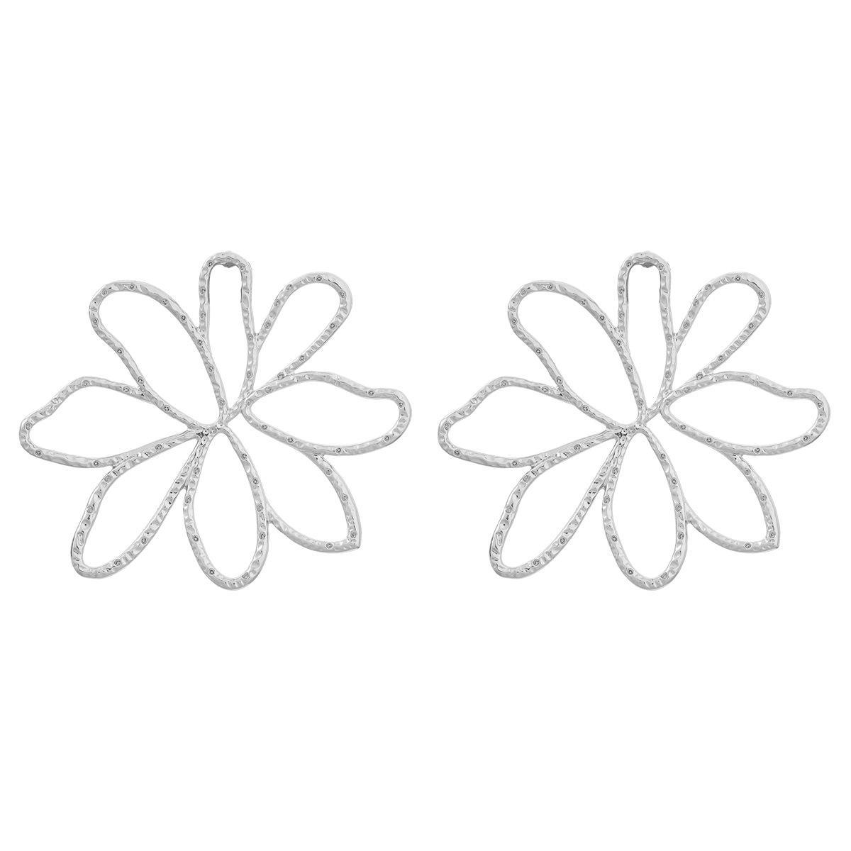 

Шикарні європейські та американські яскраві сережки з квітами зі сплаву - вінтажний елегантний стиль для жінок null срібний