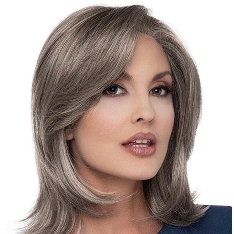 Short Straight Synthetic Wig for Women Auburn Bob Wigs with Bangs Natural Soft Hair Daily Cosplay Party Heat Resistant