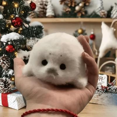 2 Pcs Cartoon Simulation Style Seal Doll Soft Material Baby Seal Plush Toy Cute Design Seal Pendant Home Decor