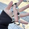 Y2k Black Heart Pearl Beaded Phone Chain Hanging Cord Phone Charms Phone Strap Summer Handmade Mobile Lanyard Jewelry Gift
