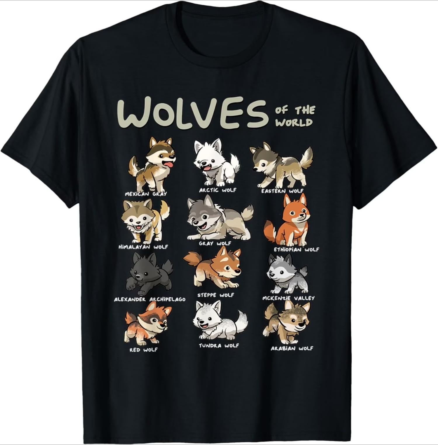 

Wolves of The World Funny Wolf Breed Icon T-Shirt 100% Cotton O-Neck Short Sleeve Summer Casual Mens T-shirt - Men s Summer C... S разноцветный