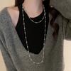 French Geometric Round Pearl Beaded Necklace Fashion Simple Court Style Necklace Light Luxury Premium Sweater Chain Women