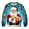 Autumn Winter New Men's Women's Santa Claus Creative Printed Round Neck Lightweight Casual Loose Pullovers