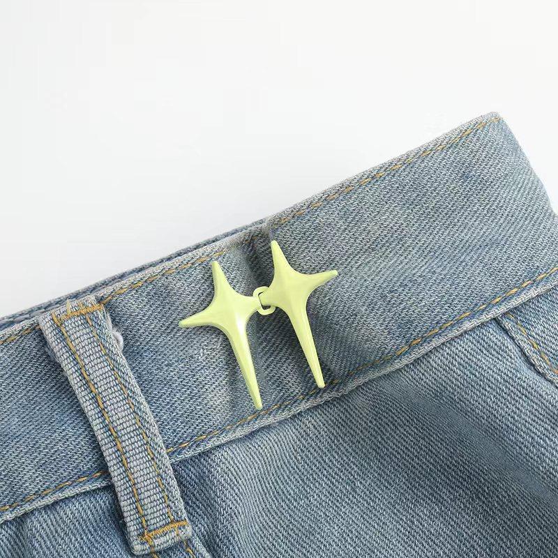 1 Pair Cross Star Waist Buckle Buckle Detachable No Nail No Stitch Waist Button Waist Circumference Change Waist Artifact