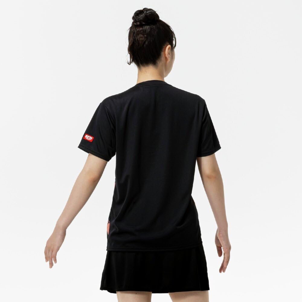 Mizuno Table Tennis Game Shirt, Short Sleeve, JTTA Certified, Moisture-Wicking, Quick-Drying, Unisex, 82JAC103, Black