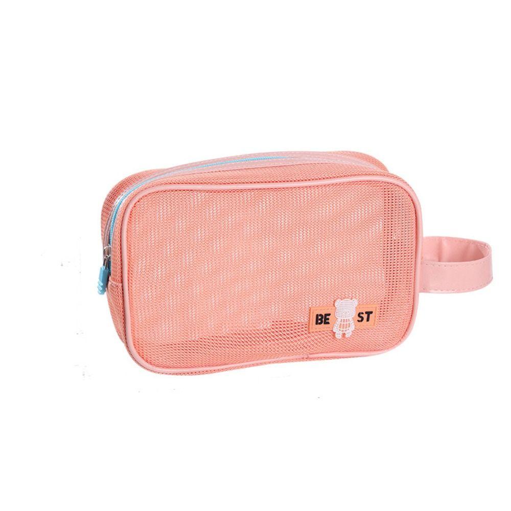 Zipper Mesh Makeup Bag Large Capacity Toiletry Storage Bag Casual Transparent Cosmetic Bag  Holiday
