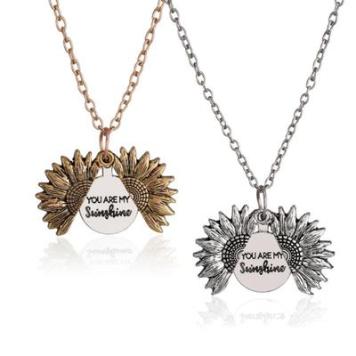Engraved Double-Sided Sunflower Necklace - 'You Are My Sunshine'