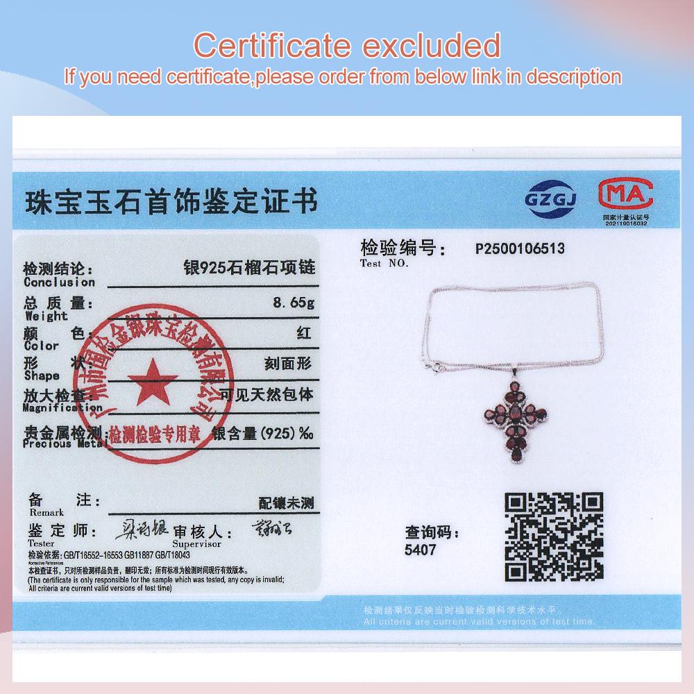 Women's Cross Pendant S925 Silver with 18inch Chain Necklace Natural Red Garnet Gemstone Fine Jewelry for Your Belief Gift