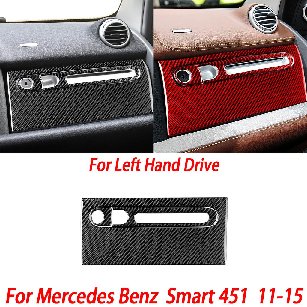 For Benz Smart W451 Fortwo 2011-2015 Carbon Fiber Copilot Storage Box Handle Center CD Gear Shift Panel Interior Trim Sticker