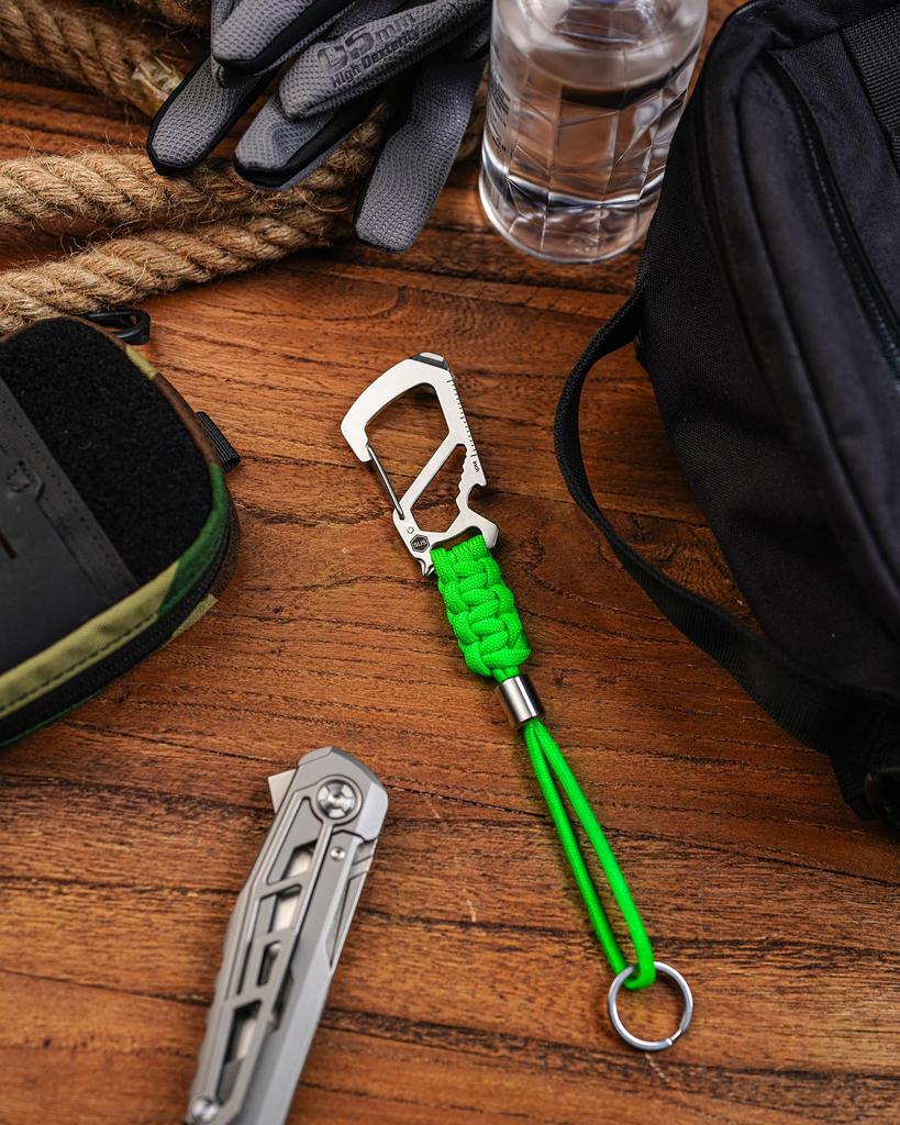 Breloc KC04 din Paracord cu Carabină din Oțel Inoxidabil cu Curea Breloc Reglabilă Împletită 550 Cârlig Clip [KeyUnity] Carabină, Inel, Paracord,