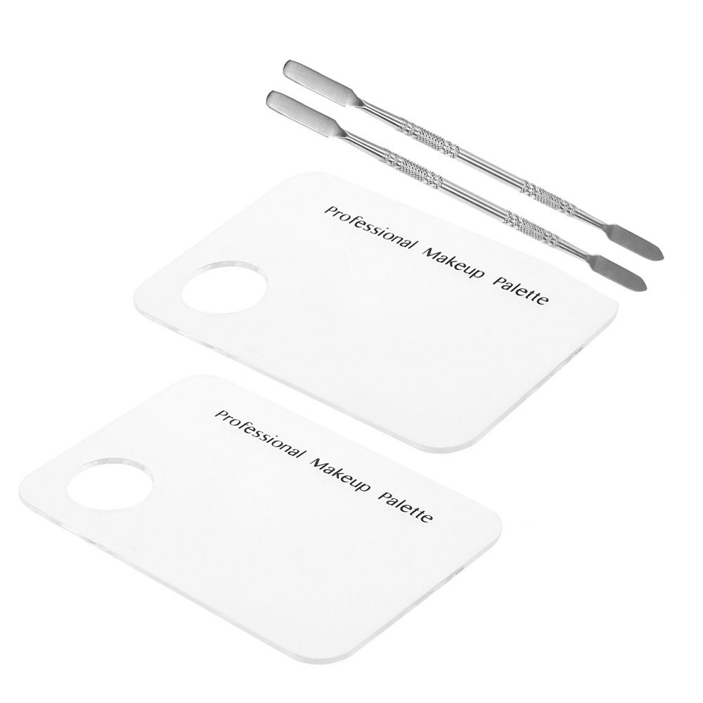 Stainless Steel Nail Art Palette With Spatula Tool Stainless Steel Palette  For Pigment Blending
