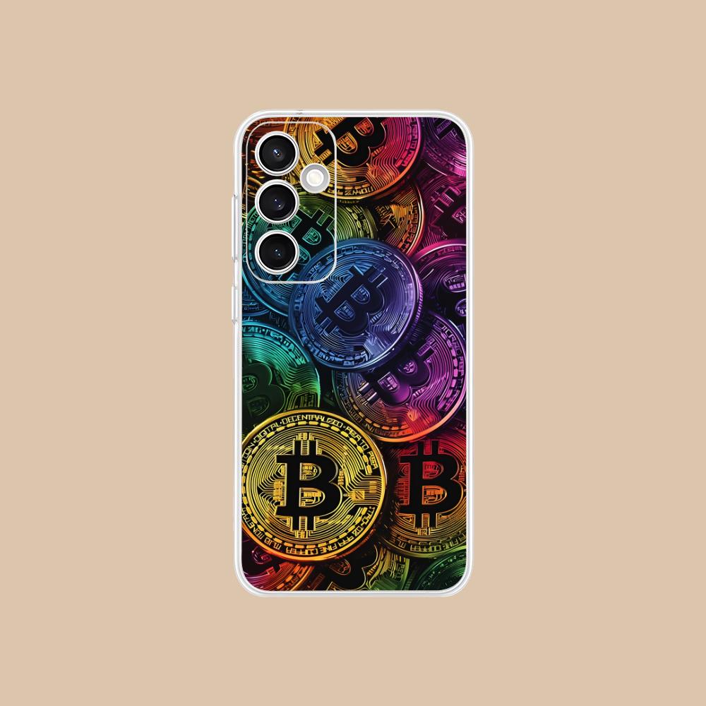 

Bitcion Pattern Phone Case for Samsung Galaxy S25 S24 S23 S22 S21Plus FE Ultra Soft TPU Clear Shockproof Cover Galaxy S22 Ultra 5G
