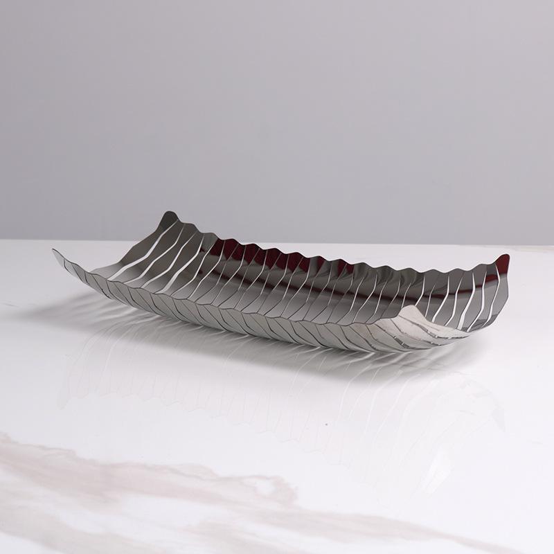 Simple Modern Light Luxury Metal Stainless Steel Fruit Plate Soft Decoration Sample Room Tray Storage Tray Ornaments