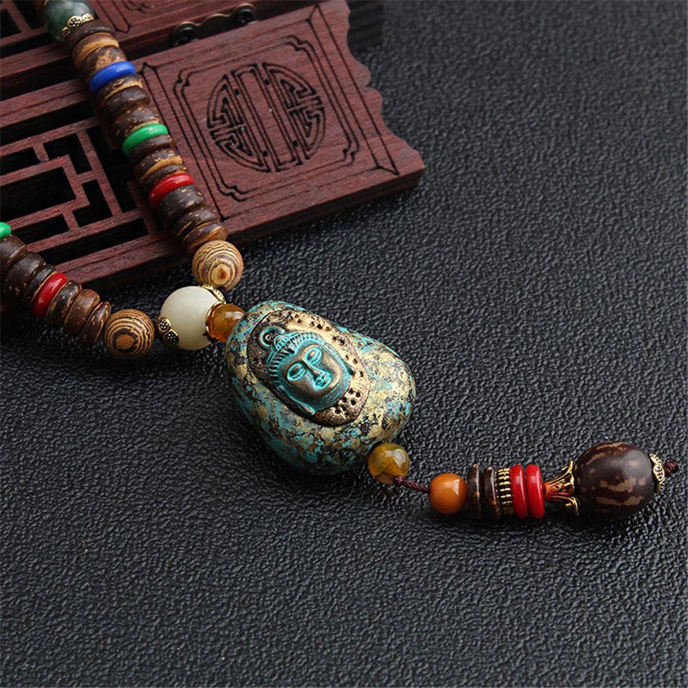 Sweater Dress Wooden Beaded Tassel Long Jewelry Pendant Chain Handmade
