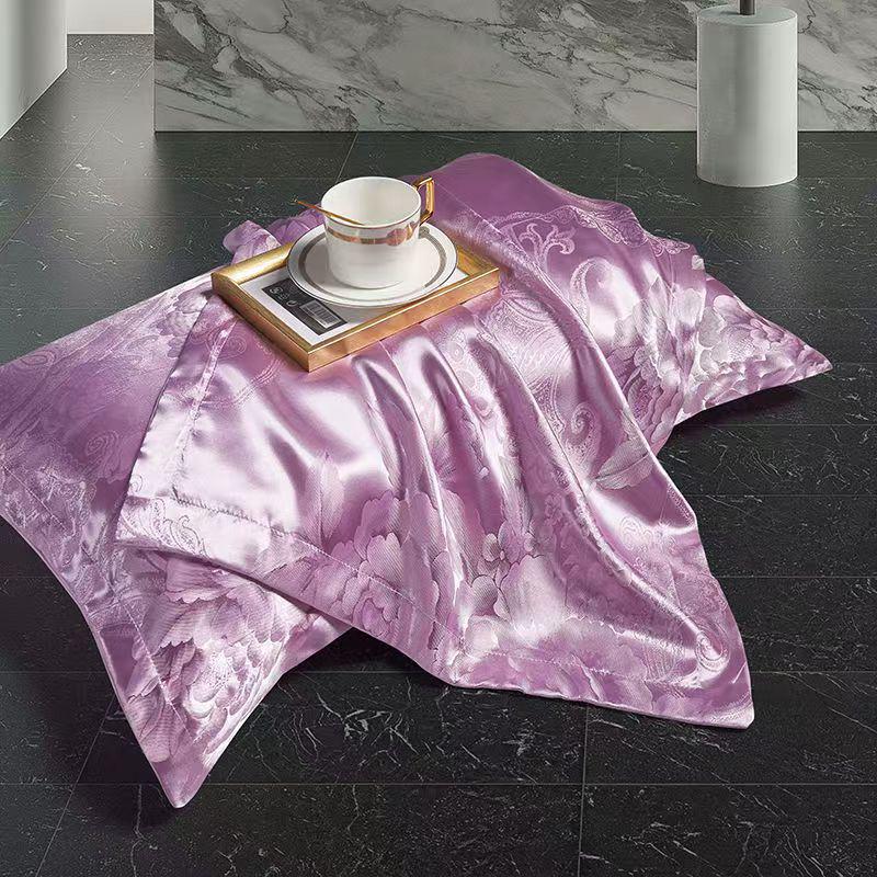 European Satin Jacquard Pillowcase - Soft, High-End Tribute Cover for Adults, 48×74cm