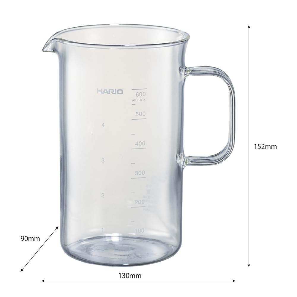 HARIO Beaker Server Crafts Science Capacity 600ml Transparent with Measuring Memory Heat Resistant Glass Made In Japan BV-600