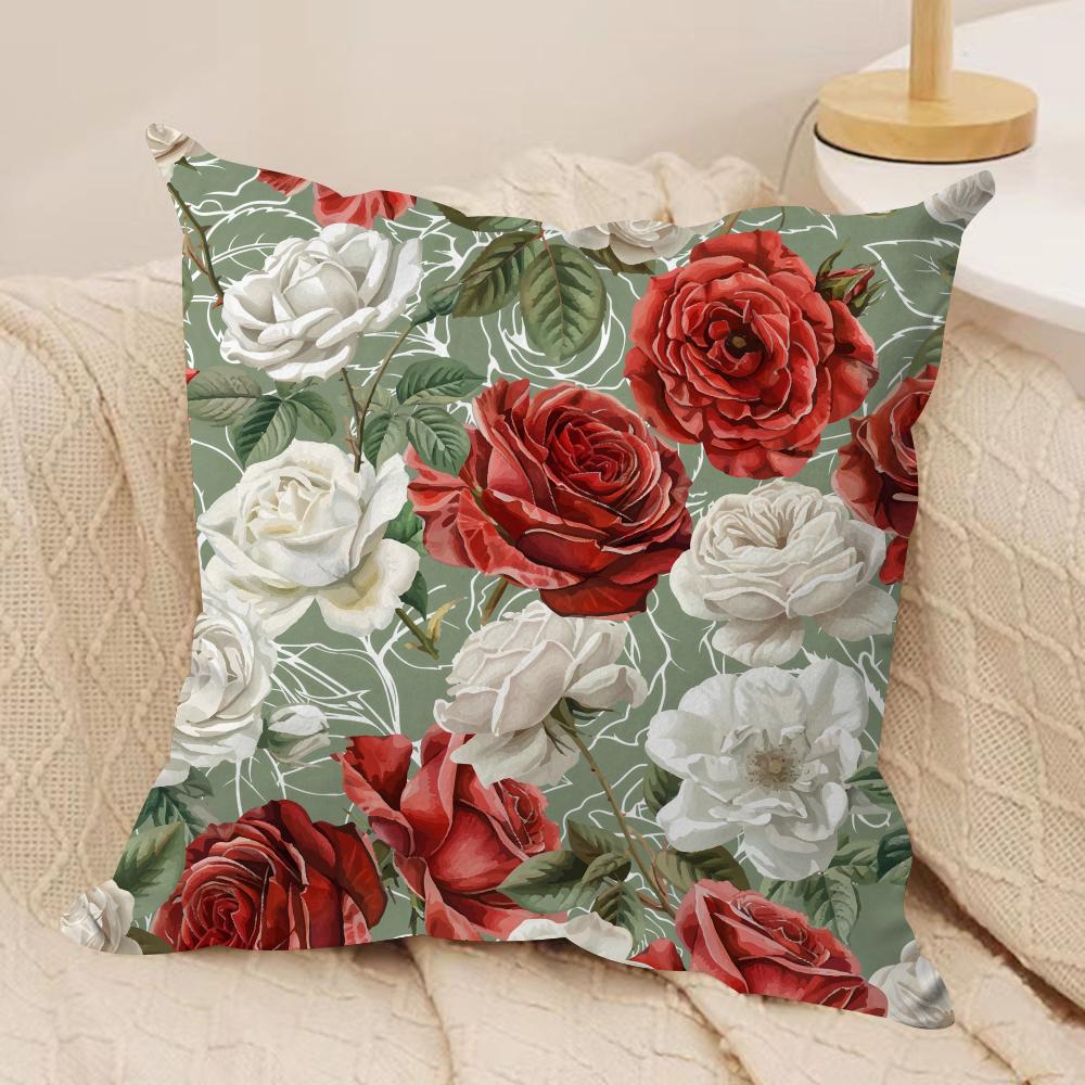 Classic Roses Flowers Cushion Cover Soft Plush Fabric DoubleSided Printed Cushion Covers for All Seasons Modern HomeDecor Gift