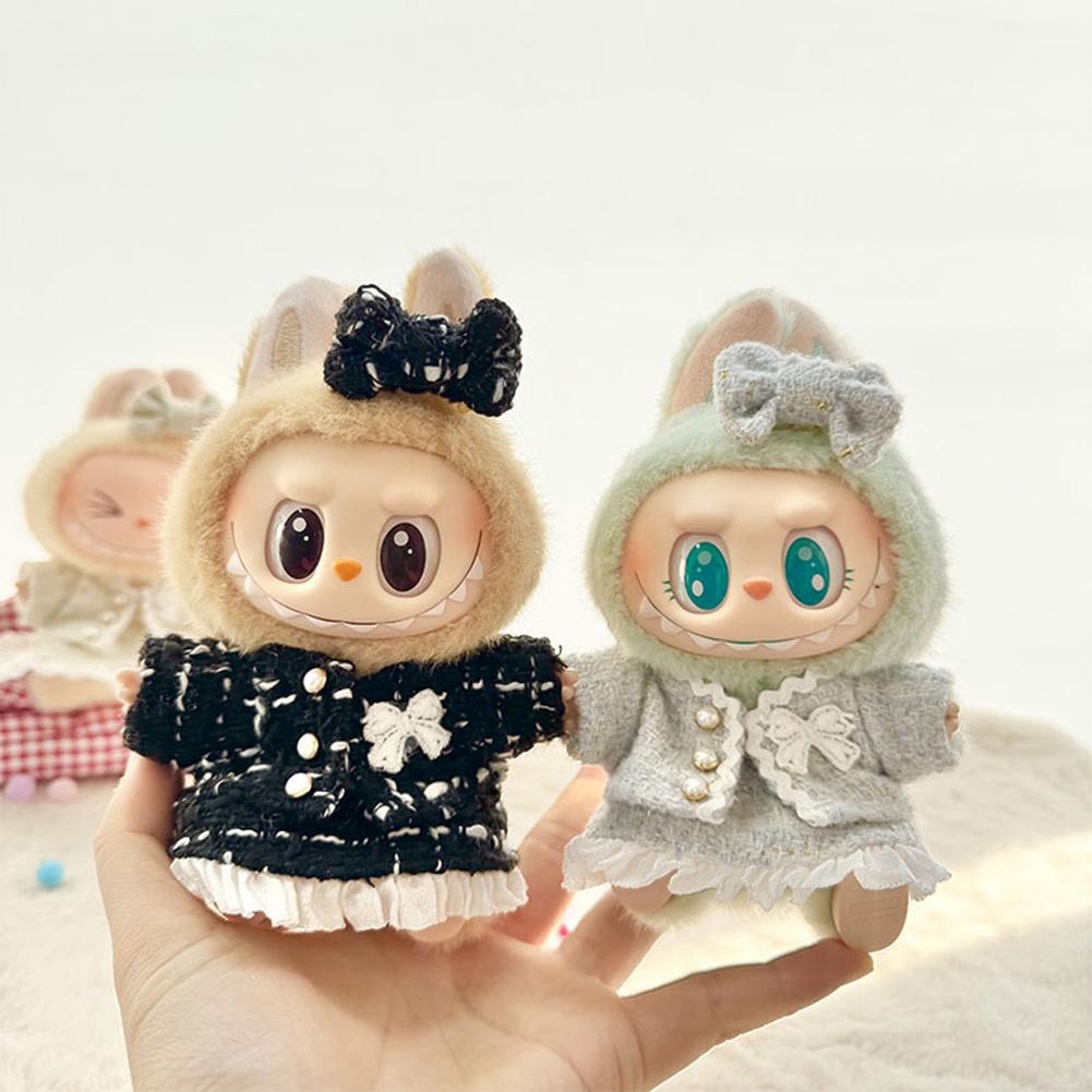 For Labubu 15/17cm Doll Stylish Overalls Clothes Set Pendant Cute Clothes with Fragrant Style For V1/V2 Labubu