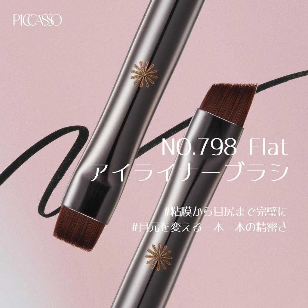 Picasso 798 Flat Eyeliner Brush The Ultimate Precision Brush for Lines Authentic Korean Premium Synthetic Bristles Sharp, Sword-like Cosmetics,