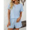 Women's New Summer Solid Colour Pit-striped Pyjamas Short-sleeved Homewear Set