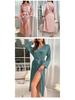 Danny Lin Faux Silk Long Sleeve Nightgown & Tie Bathrobe for Women - Fashionable, Sexy, Casual Homewear