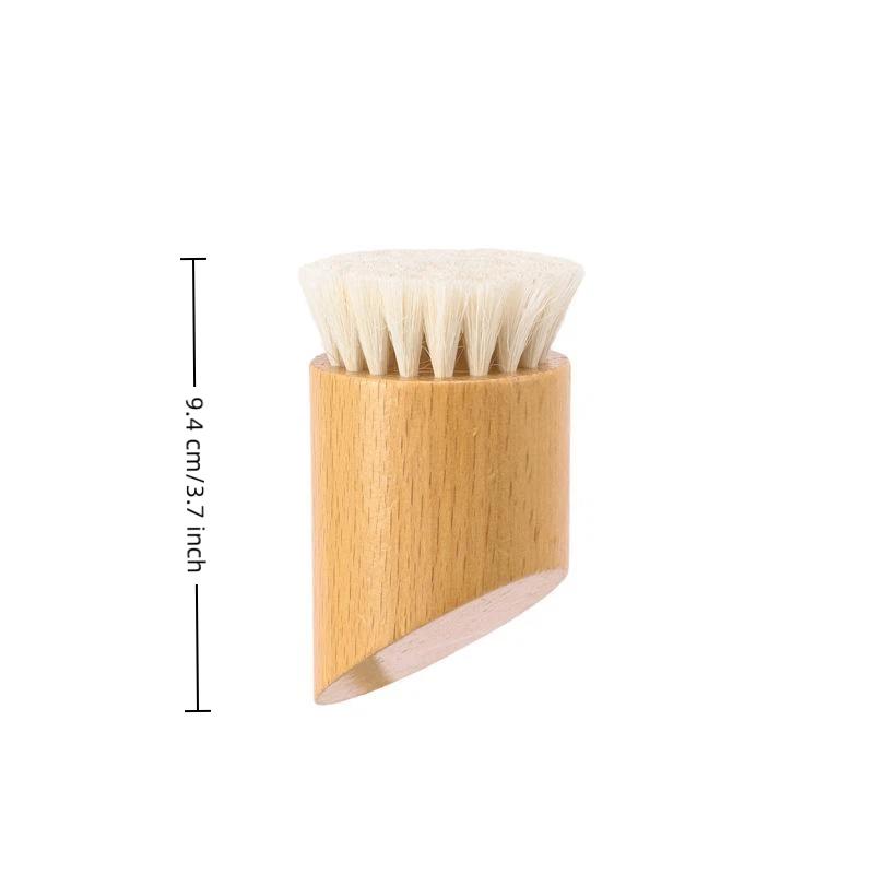Wood Handle Facial Bristle Wool Cleaning Brush Clean Manual Soft Face Massager Skin Pore Clean Brush Face Care Brush Beauty Tool onesize