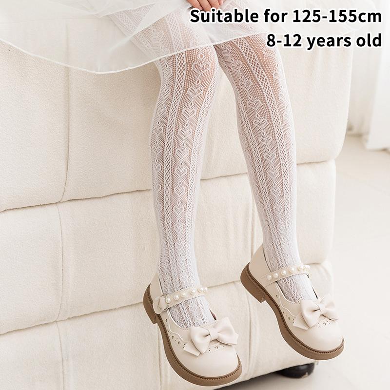Summer Fashion Girls Tights Nylon Breathable Mesh White Black Children Princess Pantyhose Elasticity Leggings For 3-12Y