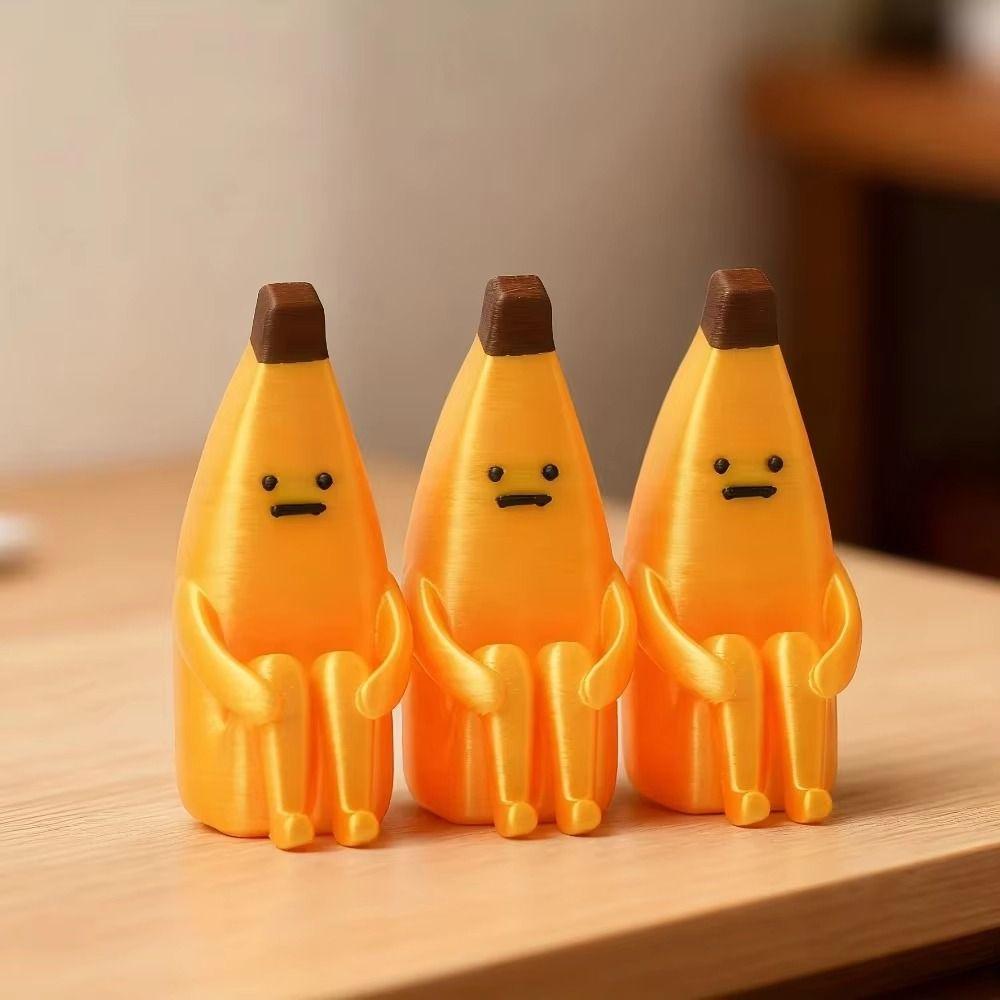 PLA Material Anxious Banana Ornaments Yellow Mini Model Desktop Toys Home Decoration