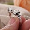 Hot Sell Exaggerated Double Headed Skull Retro Thai Silver Men Finger Ring  For Halloween Gifts No Fade