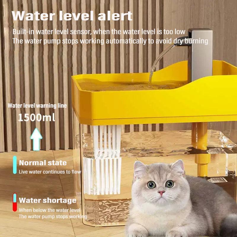 Cat Water Dispenser 1.5L with Pump Filtered Water Mute Water Shortage Auto Power Off Automatic Circulating Flow Drinker