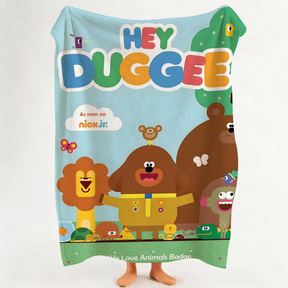 Cartoon Hey D-Duggee Throw Flannel Throw Blanket Suitable for Sofa Living Room Bedroom