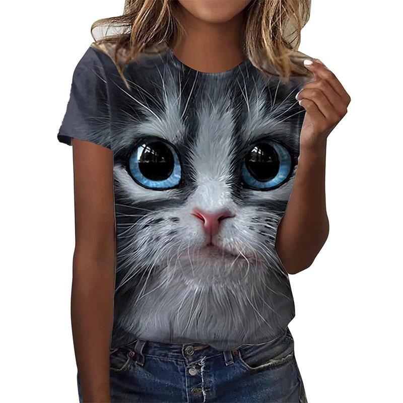 New Kitten Animal T-shirt Cat 3D Print Summer Women Short Sleeve T Shirts Streetwear Harajuku Y2k Tops Woman Girls Tees Clothing