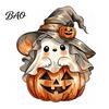 Seasonal Shelf Display Halloween Wooden Ghost Ornament with Pumpkin Pattern, Double Sided Desktop Decoration, Spooky Tiered Tray Decor Decor,