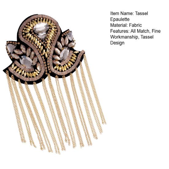 Epaulette Dekorativ Handgefertigt Strass Punk Stil Retro Mode Quaste Kette Schulterklappe Abzeichen für Kleiderdeko