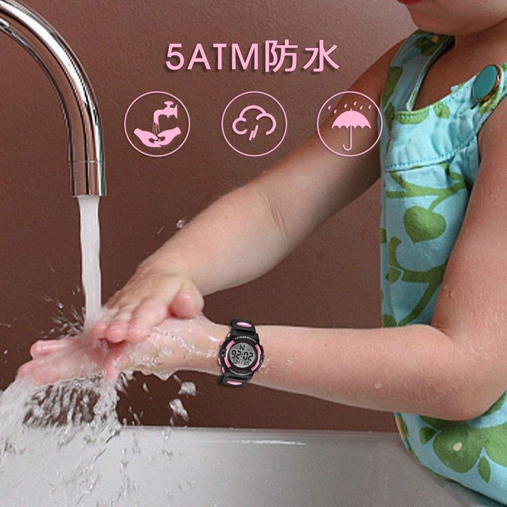 IN Shop Kids Girls Sports Watch Dual Time LED Analog Digital Waterproof Multi-Function Pink