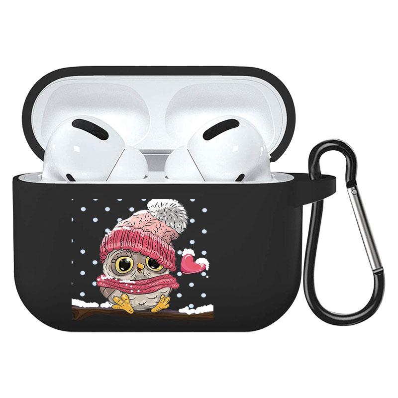 קריקטורה חמוד חיות מחמד כלב חתול בעל חיים ינשוף צמח פרחי אפל עבור אפל AirPods 2 3 כיסויי אוזניות חסינות זעזועים שחורות AirPods Pro Funds Cover