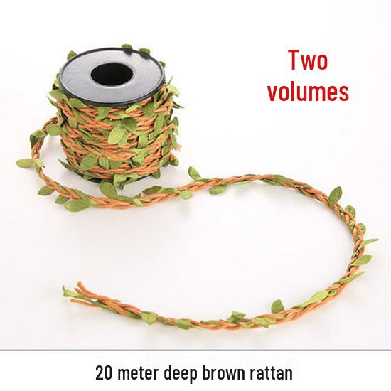 DIY Colorful Forest Style Green Rattan Leaves Hand-Woven Jute Rope for Decoration and Jewelry