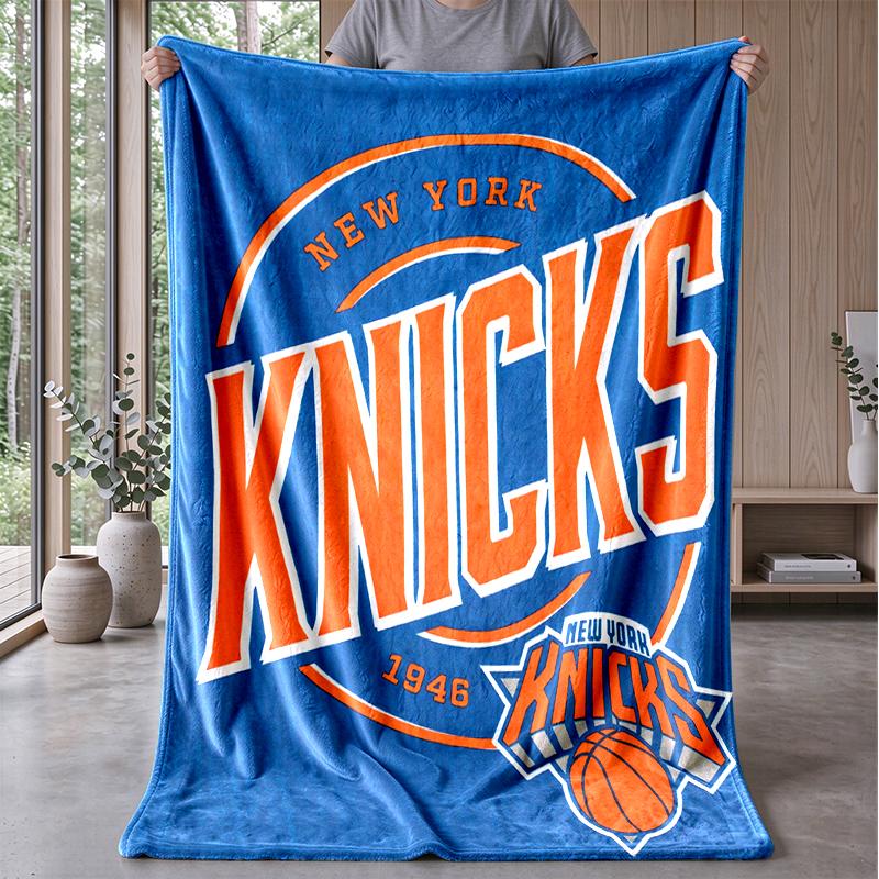 New York Knicks Sports Style Flannel Fleece Blanket Cozy Warm Throw Blanket For Couch Bed Travel All Season Use