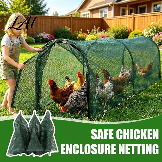 Protective Mesh Net for Chickens Foldable Chicken Tunnel Portable Poultry Run Instant Setup Predator Safe Enclosure Outdoors Proof Run Outdoor Yard