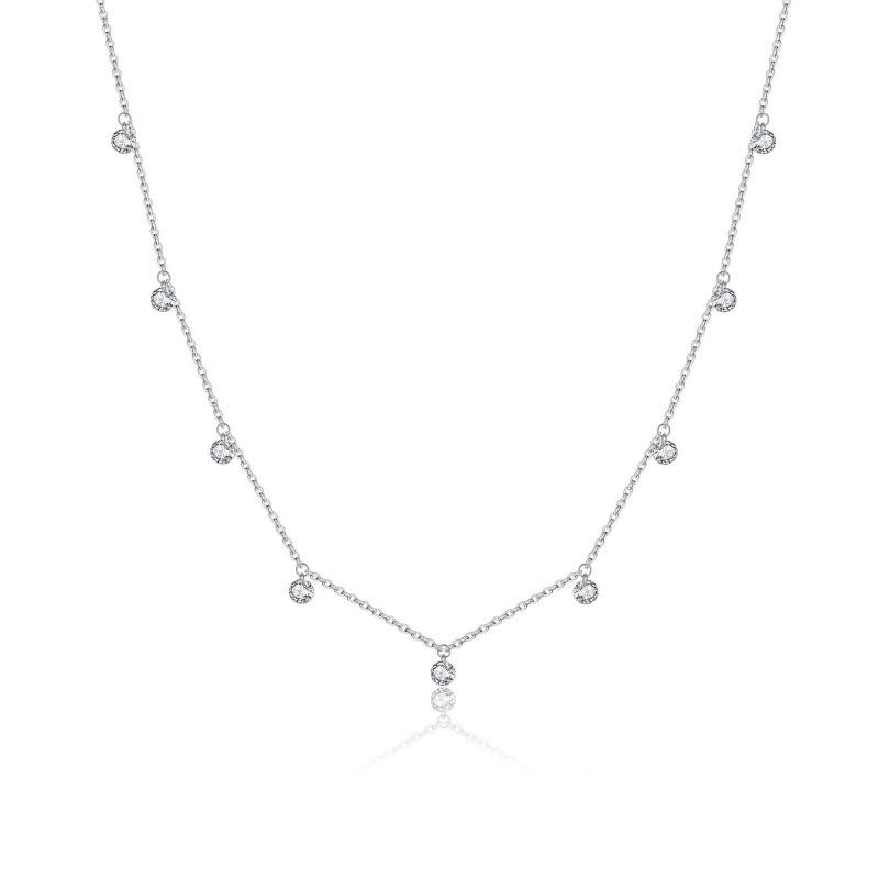 S925 Starry Zircon Water Drop Necklace For Women, Fashionable And Simple, New Minimalist Style, Short Clavicle Chain